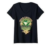 Womens Tu Frog Hunting Frog Lover Costume Frog Catcher Gift Men V-Neck T-Shirt