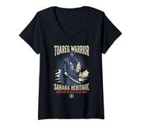 Women's Tuareg Amazigh Desert Warrior Blue Men Sahara Heritage Tee V-Neck T-Shirt