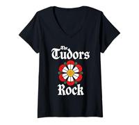 Womens Tudor History English British Monarchs Kings Or Queens V-Neck T-Shirt