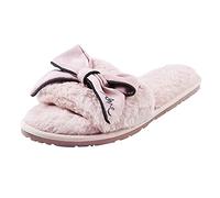 Women's Tug with Bow Decoration, Soft Fur Hem Design, Cosy Slippers for Cosy Warmth, Comfortable Slippers with Open Toe, Ideal for Relaxing in Your Own Home, pink, 6 UK