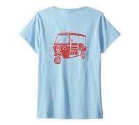 Womens Tuk Tuk Cartoon Retro Peace Design for Travelers V-Neck T-Shirt