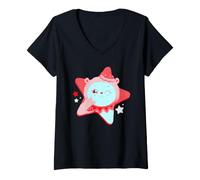 Women's Tulipop Miss Maddy Bear Stars V-Neck T-Shirt