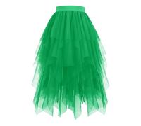 Women's Tulle Skirt Casual Chiffon Pleated Boho Flowy Elastic High Waist Ladies Tiered Layered A-Line Skirts Fluffy Mesh Midi Skirts Elegant Summer Skirt for Dress-up Dancing Ballet Tutu Prom Party