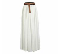 Women's Tulle Skirt Mesh Pleated Skirt Elastic High Waist Layered Swing Chiffon Skirts Vintage A-Line Midi Party Casual Flow Skirt (UK, Alpha, M, L, Regular, Regular, White)