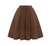 Women's Tulle Skirt Teen Adult Classic Elastic 3 Layered Tulle Tutu Skirt, Can Be Worn with a Hoop Skirt for Extra Volume Coffee