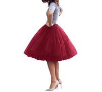 Women's Tulle Tutu Skirt 50s Puffy Adult Fancy Mini Skirt Adult Tutu Tulle Skirt Tulle Skirt for Dance Rave Dress-up Costume Short Tutu Skirt Cosplay Petticoat Party Dance Costume Wine