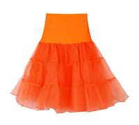 Women's Tulle Tutu Skirt High Waist Pleated Short Skirt Lace Ruffled Hem Skirt Short Tutu Skirt Adult Tutu Dancing Skirt Hoop for Prom Evening Occasion Accessories Orange