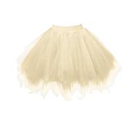Women's Tulle Tutu Skirt Layered Cosplay Tulle Petticoat Beach Ballet Dress Stage Performance, Champagne Color