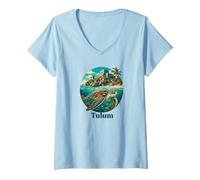 Women's Tulum Mexico Sea Turtle/Tulum V-Neck T-Shirt