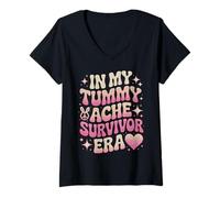 Womens Tummy Ache Hurts in My Tummy Ache Survivor V-Neck T-Shirt