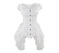Women's Tummy Control Corset Medieval with Lace for Lacing Bustier Renaissance Corset Corset Dress Gothic Waist Shaper Flowers Corset Top, White, M