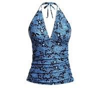 Women's Tummy Control Tankinis Tops Only Halter V Neck Paded Push Up Swim Top Ladies Sexy Tropical Print Swimuit Swimwear Top Beachwear Bathing Suit Tops No Bottom Swimming Costume Women