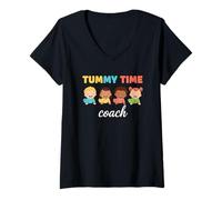 Women's Tummy Time Baby Infant Crawling V-Neck T-Shirt