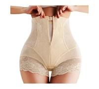Women's Tummy Tuck Pant Hook Zipper Closure Lace High Waist Tummy Control Shapewear Panty Invisable Slimming Shaping Women Underwear Shaper Panty Women High-Waisted Tummy Control Bodyshaper(Beige,2XL)