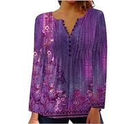 Women's Tunic Tops Summer Pleated Button V Neck Blouses T-Shirt Dressy Casual Slim Fitted Hide Belly Fat Shirts Empire Waist A-Line Floral Tunics Long Tops to Wear with Leggings