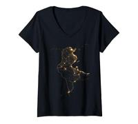 Women's Tunisia North Africa - Earth Night Satellite View from Space V-Neck T-Shirt