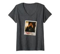 Women's Tupac Official Trust Nobody Polaroid Photo V-Neck T-Shirt, Dark Heather Grey, Small