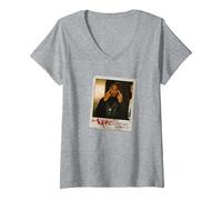 Women's Tupac Official Trust Nobody Polaroid Photo V-Neck T-Shirt, Heather Grey, Medium