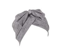 Women's Turban Hat with Removable Crystal Brooch 1920s Retro Feather Turban Hat Accessories, darkgray, One Size