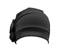 Womens Turban Hats Indian Style Hair Loss Hat Head Band Women's Chemotherapy Sophisticated Cute Beautiful Solid Colours Elastic Wrap Cap for Women Black