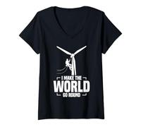 Womens Turbine Tech Windmill Engineer Go Round Turbine Technician V-Neck T-Shirt