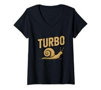 Women's Turbo Snail Funny Turbo Slow Runner Joke V-Neck T-Shirt