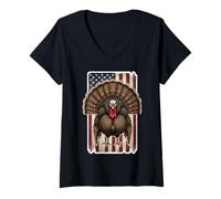 Womens Turkey American Flag Grudge Distressed Vintage Hunter Hunt V-Neck T-Shirt