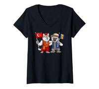 Women's Turkey Barbados Flag Turkish Barbadian Roots Türkiye Heritag V-Neck T-Shirt
