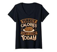 Womens Turkey Calories Don’t Count Today V-Neck T-Shirt