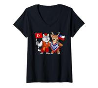 Women's Turkey Chile Flag Turkish Chilean Roots Türkiye Heritage V-Neck T-Shirt