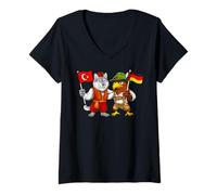 Women's Turkey Germany Flag Turkish German Roots Türkiye Heritage V-Neck T-Shirt