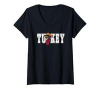 Womens Turkey Happy Thanksgiving Funny Vibes Good time at Holidays V-Neck T-Shirt