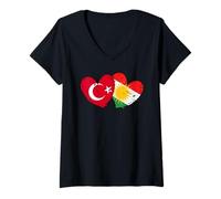 Womens Turkey Kurdistan Heart Flag Turkish Kurdish Pride V-Neck T-Shirt