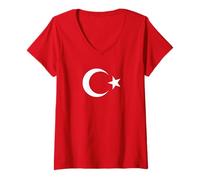 Womens Turkey Pride Turkish Flag National Day Red Ottoman Empire V-Neck T-Shirt