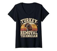 Women's Turkey Removal Technician Hunter Gobbler Design V-Neck T-Shirt