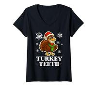 Womens Turkey Teeth Funny Christmas Dentistry Dentist V-Neck T-Shirt