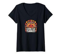Womens Turkey Thanksgiving Dinner Fall Design V-Neck T-Shirt