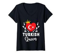 Womens Turkish Queen Turkey Flag Proud Turkish Woman V-Neck T-Shirt