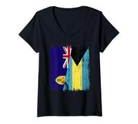 Womens Turks and Caicos Islands Bahamas Half Flag V-Neck T-Shirt
