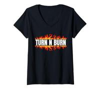 Womens Turn N Burn, put the pedal to the floor V-Neck T-Shirt