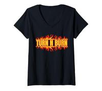 Womens Turn N Burn, put the pedal to the floor V-Neck T-Shirt