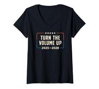 Womens Turn The Volume Up Political Slogan V-Neck T-Shirt