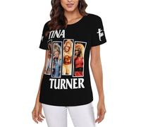 Women's Turner-Rock Singer Tina Tshirts Fashion Crewneck Short Sleeve Tee-Shirts Colorful Graphic Tops Multicoloured XXL