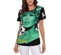 Women's Turner-Rock Singer Tina Tshirts Fashion Crewneck Short Sleeve Tee-Shirts Colorful Graphic Tops Multicoloured XXL