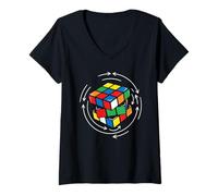 Women's Turning Cube Speed Cubing Puzzle Master V-Neck T-Shirt