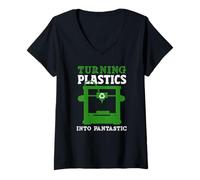 Women's Turning Plastics Into Fantastic 3D Printer Making V-Neck T-Shirt