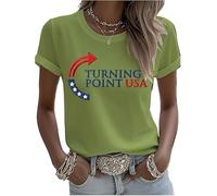 Women's Turning Point USA Printed Short-Sleeved T-Shirt Patriotic Shirt (UK, Alpha, M, Regular, Regular, Green)