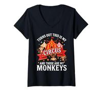 Women's Turns Out This is My Circus and Those are My Monkeys Funny V-Neck T-Shirt