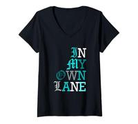 Women's Turquoise Color in My Own Lane Turquoise V-Neck T-Shirt