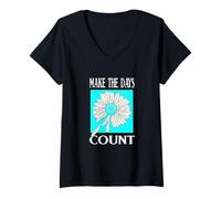 Womens Turquoise Don't Count The Days Turquoise Graphic V-Neck T-Shirt